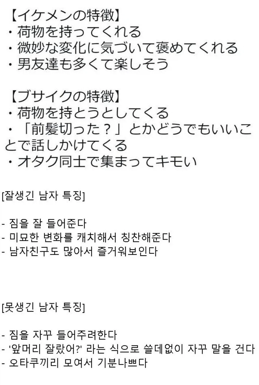 잘생긴 남자와 못생긴 남자의 특징.jpg