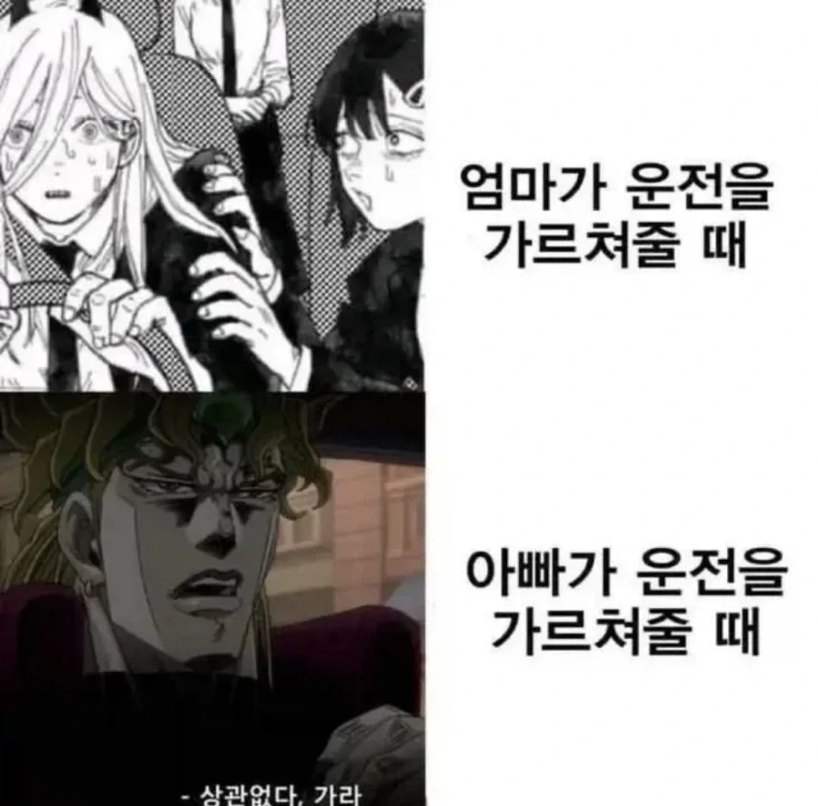 엄마와 아빠가 운전연수할때 차이