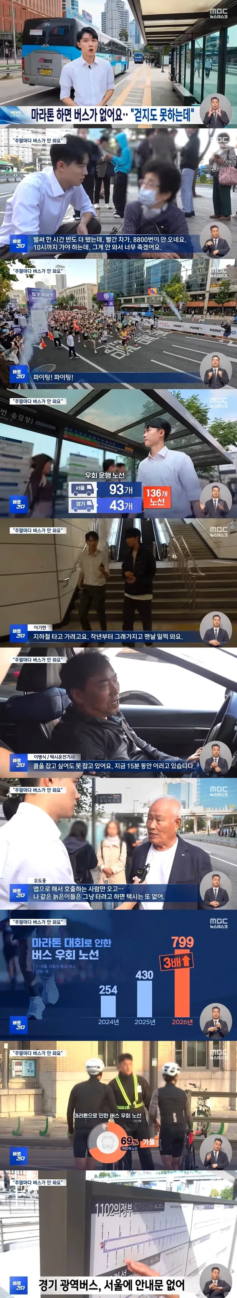 "한 시간 반째 버스가 안 와요"마라톤하면 버스가 안 온다