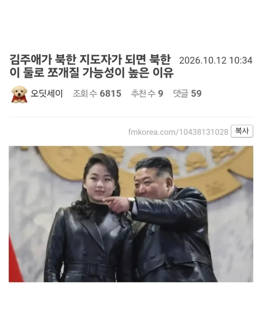 김주애가 북한 지도자가 되면 북한이 둘로 쪼개질 가능성이 높은 이유.jpg