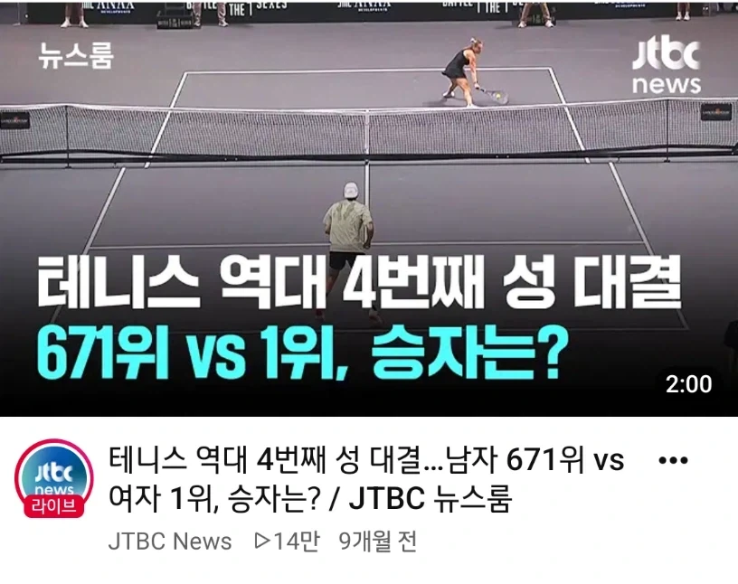 세계 1위가 세계 671위를 상대로 싸움