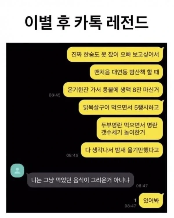 이별후 전남친에게 보낸 카톡...