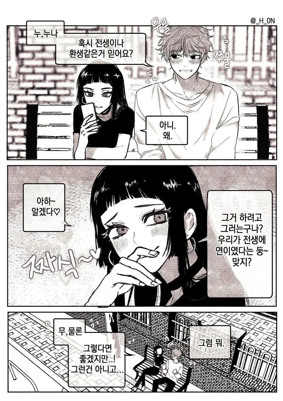 전생을 믿냐고 묻는 연하남 만화