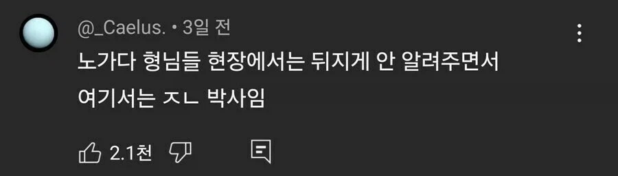 노가다 유튜브 채널의 댓글창을 관통하는 일침.jpg