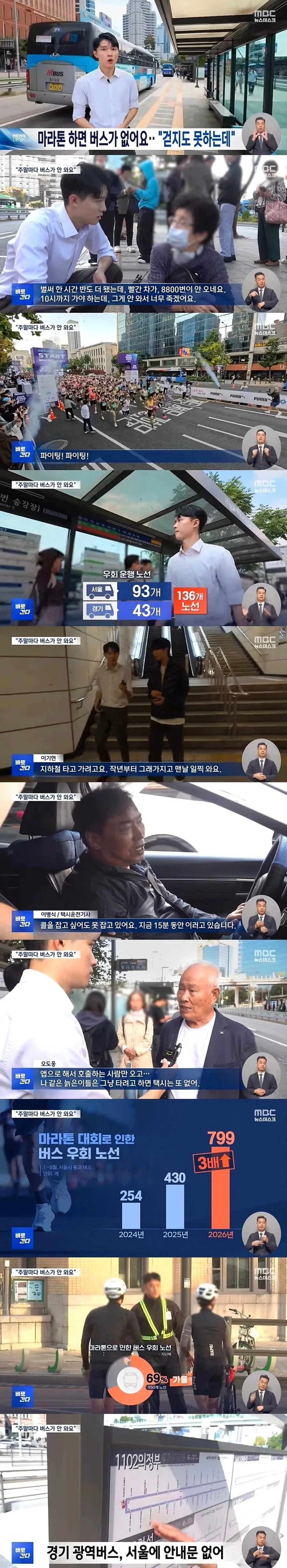 마라톤 때문에 버스가 안 옴