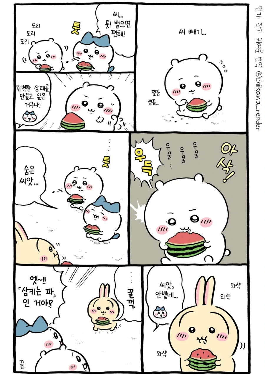 치이카와) 수박 씨앗을 어떻게 처리하는가, 에 따라 달라지는 파벌