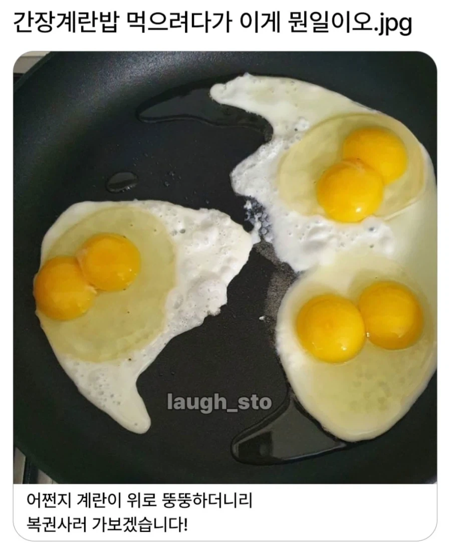 간장계란밥 먹으려다가 마주친 역대급 쌍란