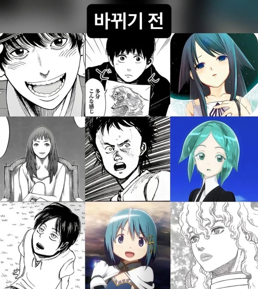 일본 만화 캐릭터 역대급 역변 전&후.jpg