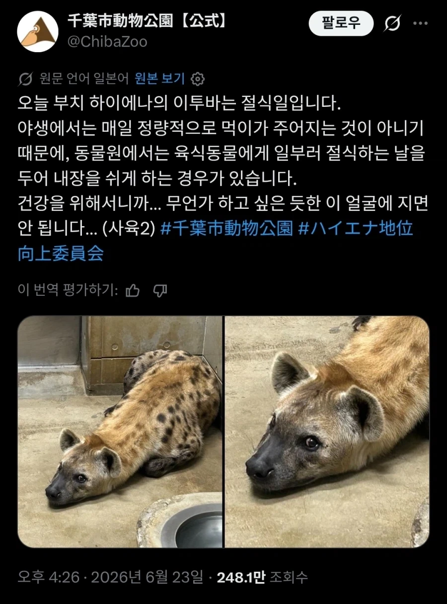 동물원의 야생성 유지를 위해 절식하는 날