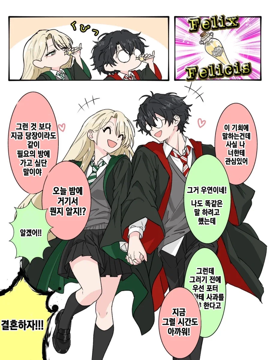 해리포터) 행운의 약을 동시 복용한 해리와 말포이양