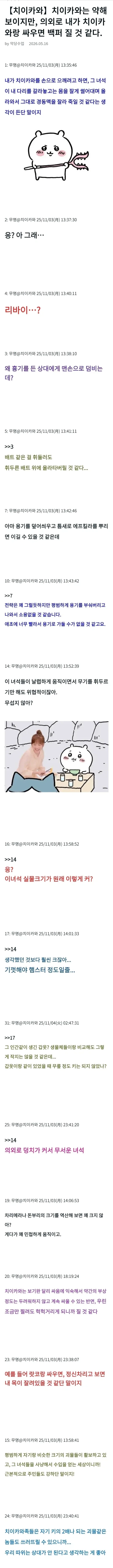 치이카와) 다들 잘못 생각하고 있다는 먼작귀 족의 전투력.5ch