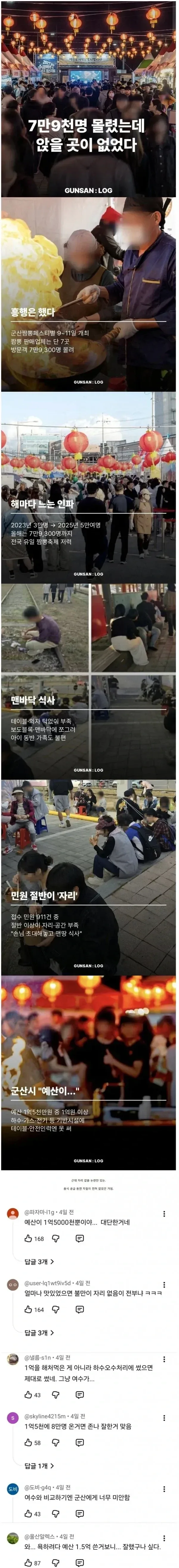 페스티벌에 7만9천명이나 모였는데 앉을 곳이 없었다