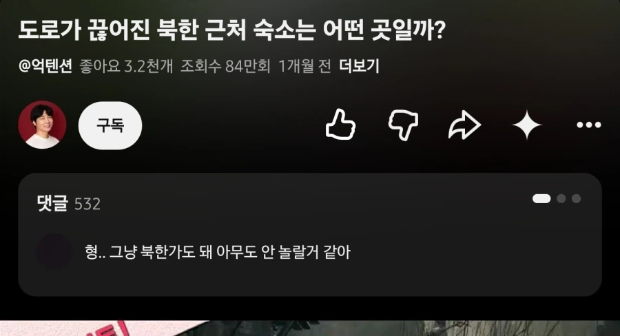 수상하게 북쪽을 좋아하는 유튜버