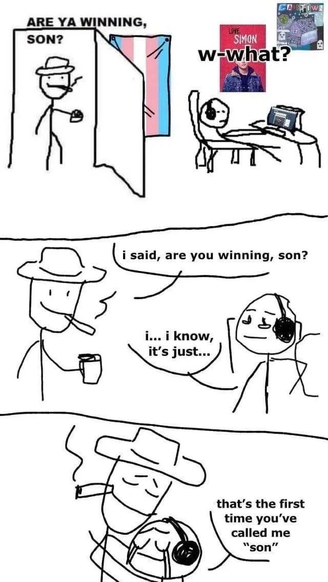 "이기고 있니 아들아?"