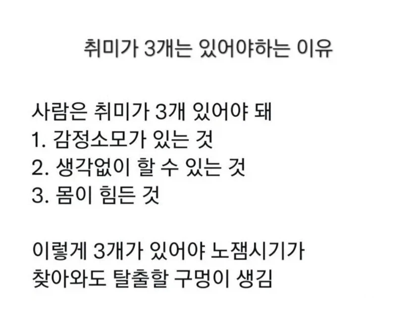 취미가 3개는 있어야 하는 이유.ruliwwb