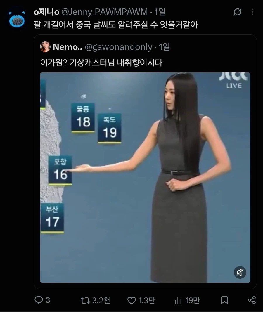리치가 긴 기상캐스터