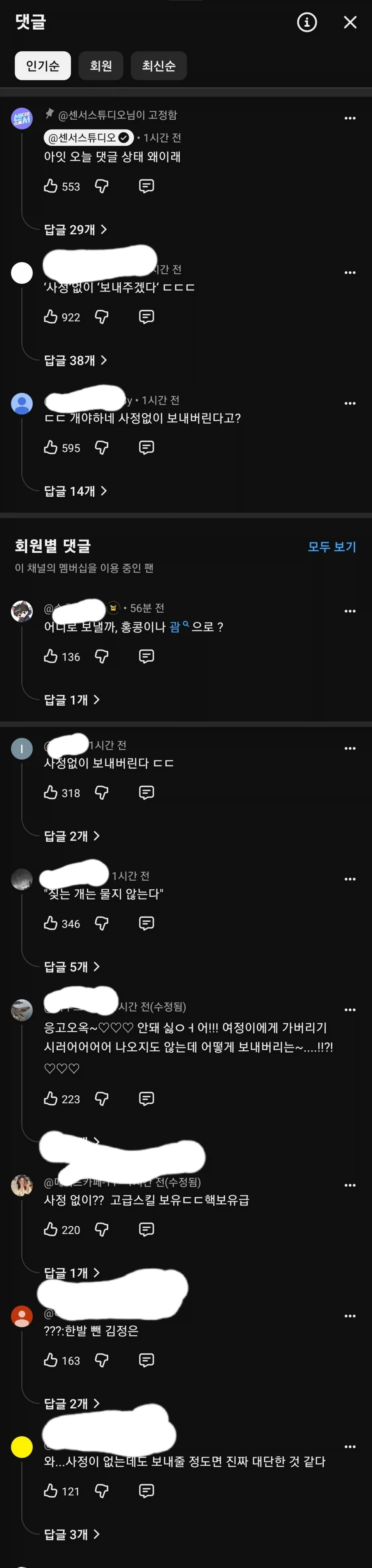 어느 해외토픽 유튜버 댓글상태