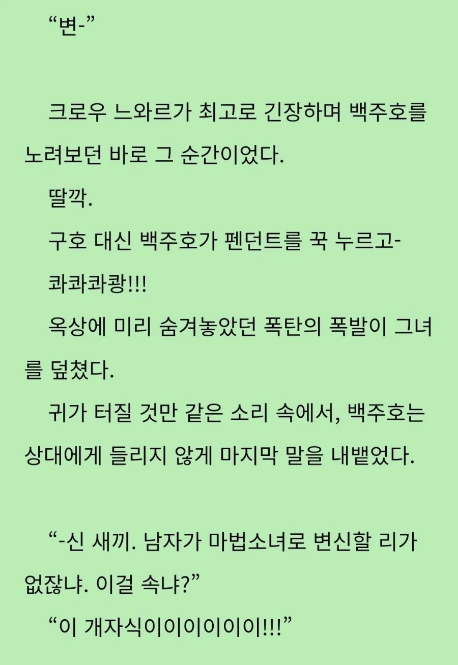 "남자도 마법소녀를 할수 있단걸 보여주지. 변-"