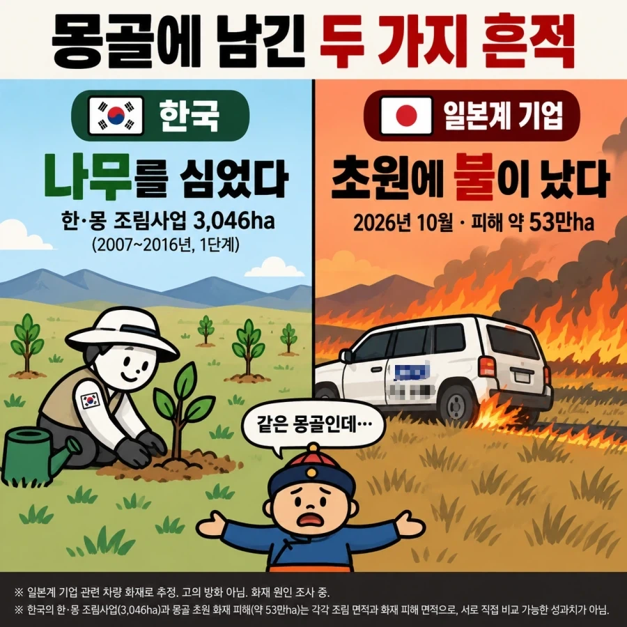 몽골에 나무를 심어 놓았더니...