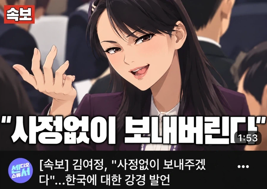 사정없이 보내주겠다는 김여정 모에화