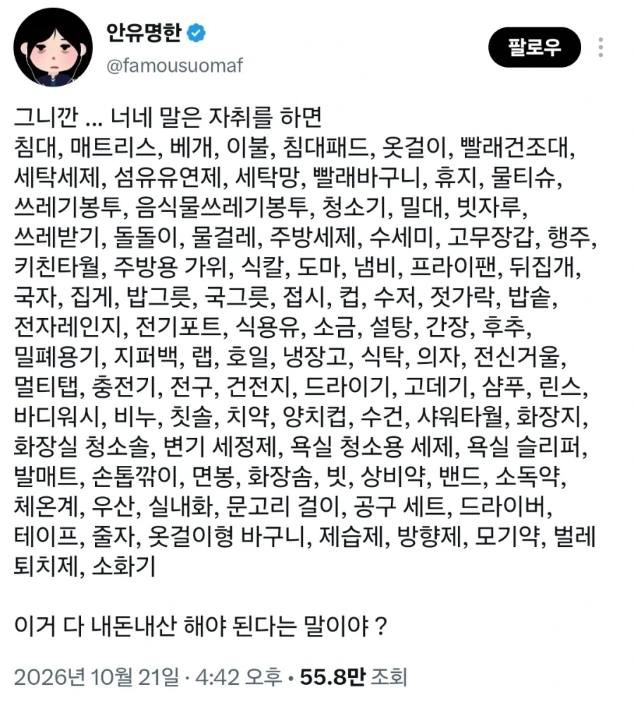 자취를 하면 내돈내산해야하는 것들