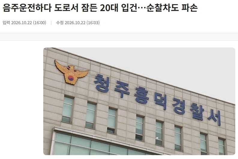 신호대기 중 경찰차 보고 놀란 음주운전자