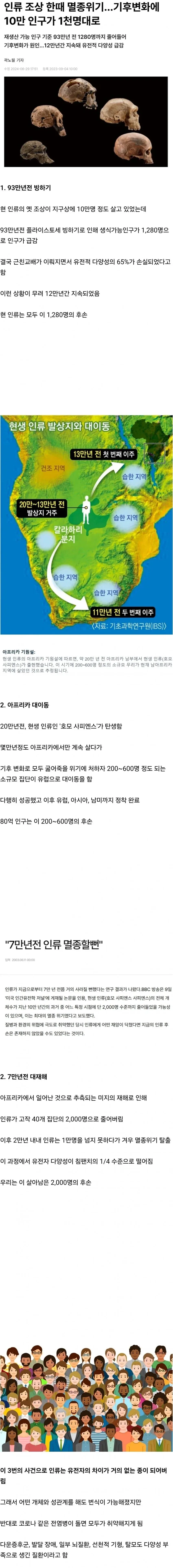 인류가 멸종 직전까지 갔던 3가지 사건