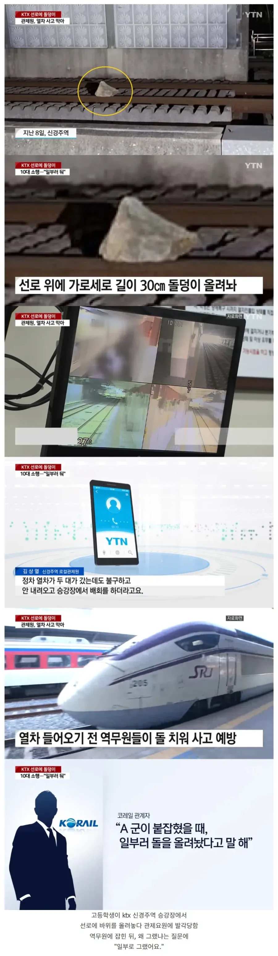 열차 선로에 돌덩이 놓은 고등학생