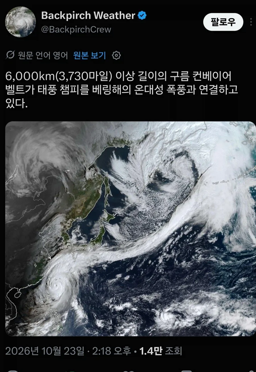 역대급으로 거대한 태풍 참피 모습
