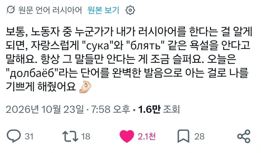 외국어 중 몇 가지 단어만 알고 있는 언어 특.x