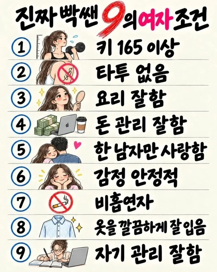 9의 여자 조건(?)