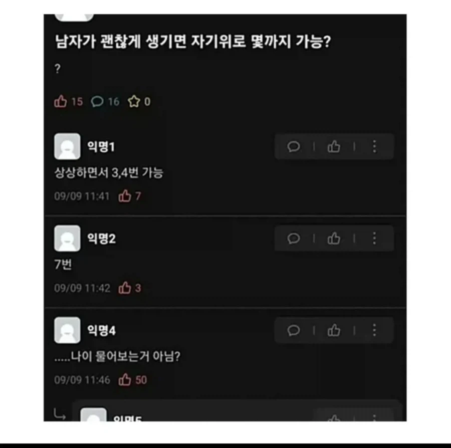 남자가 잘생기면 자기위로 몇까지 가능?