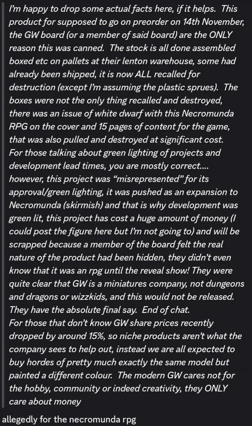 워해머 회사인 gw의 미친 꼰대력을 보여주는 네크로문다 tr 취소에대한 내부고발