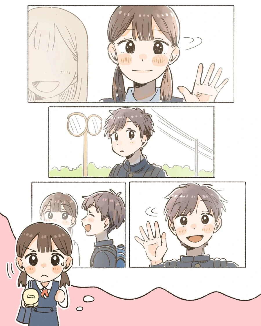 좋아하는 남자아이에게 인사하려는 소녀.manga - 이미지 2