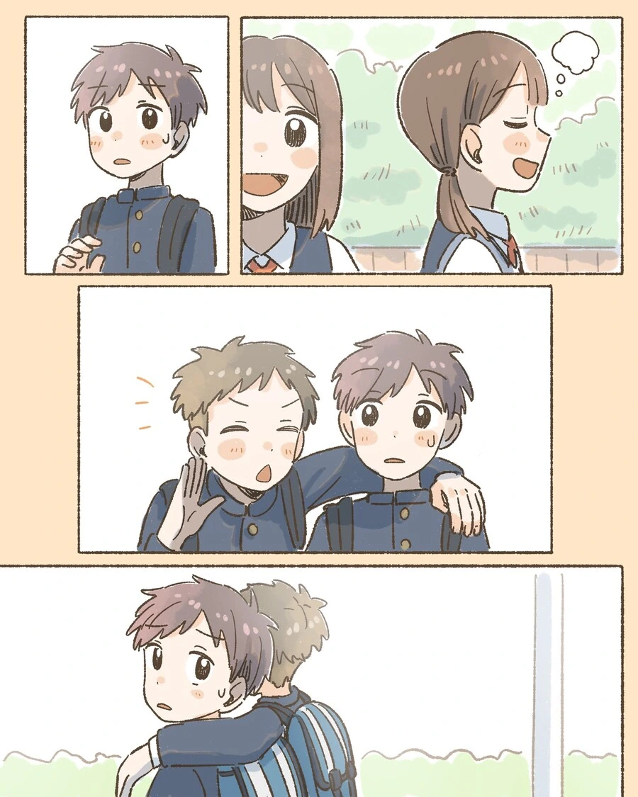 좋아하는 남자아이에게 인사하려는 소녀.manga - 이미지 6