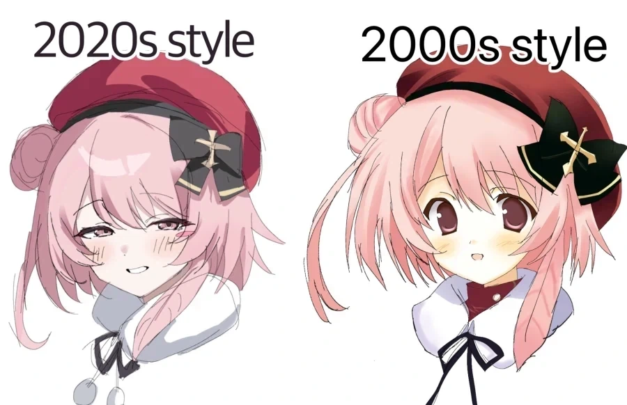 00년대 씹덕캐와 20년대 씹덕캐 화풍...jpg