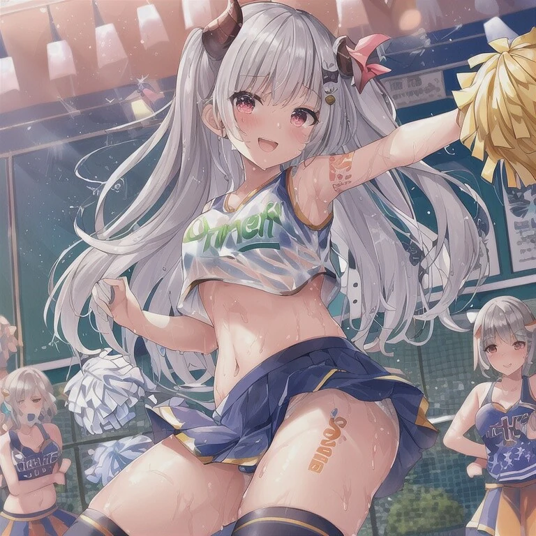 ai)야 땀에 흠뻑젖은채로 응원댄스추는 치어리더 서큐버스 그려줘 - 이미지 24
