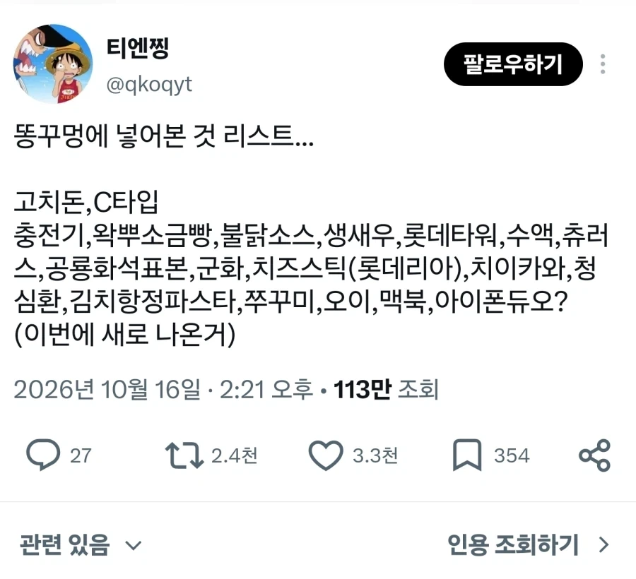 똥꾸멍에 넣은것