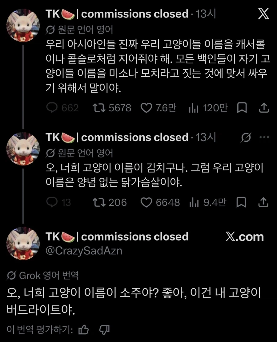 동양인들 고양이 이름을 양식으로 지어야 하는 이유