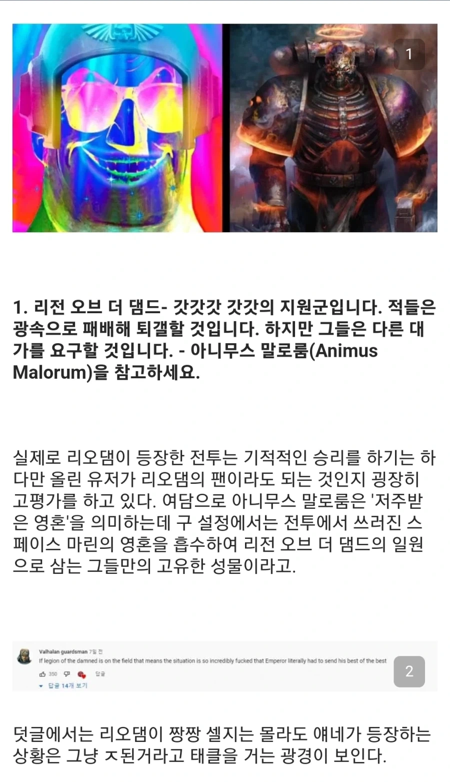 워해머40K 베테랑 가드맨의 스페이스 마린 챕터 평가
