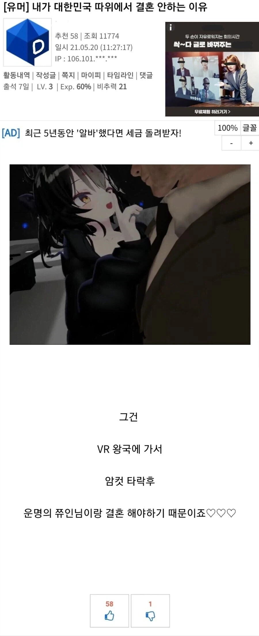 대한민국 따위에서 결혼 안 하는 디씨인