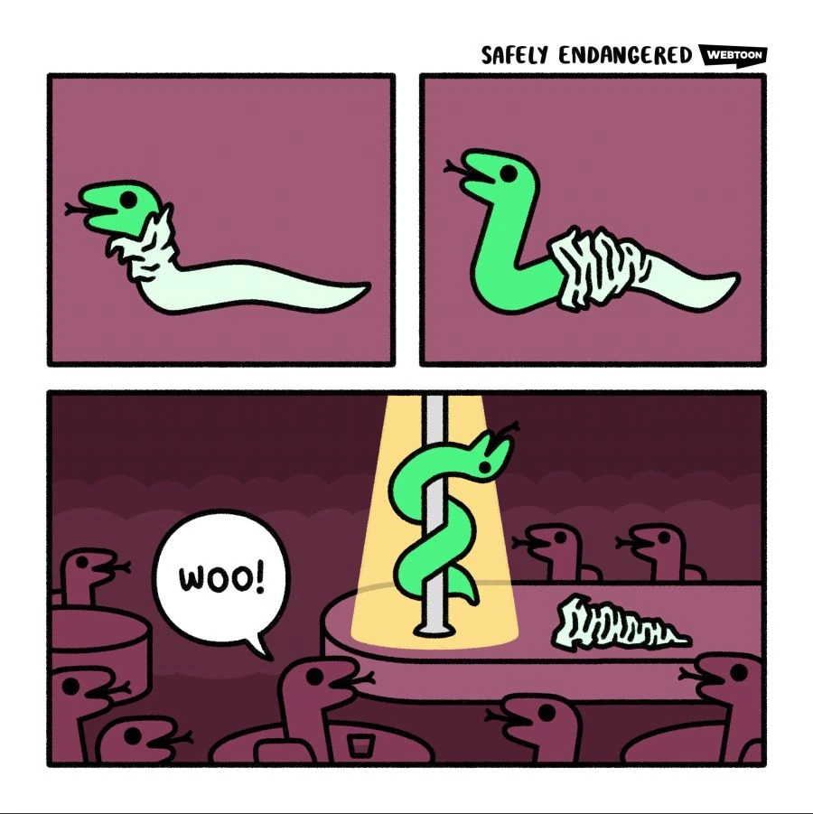 한 ㅇㅋ이 여러 수컷들 앞에서 스트립 폴 댄스 추는 Comic