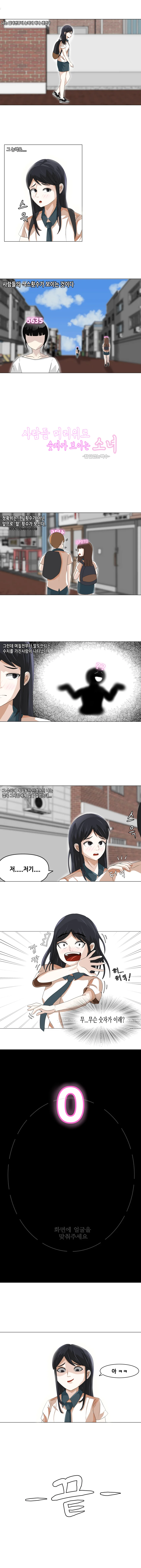 머리위에 숫자가 보이는 manhwa