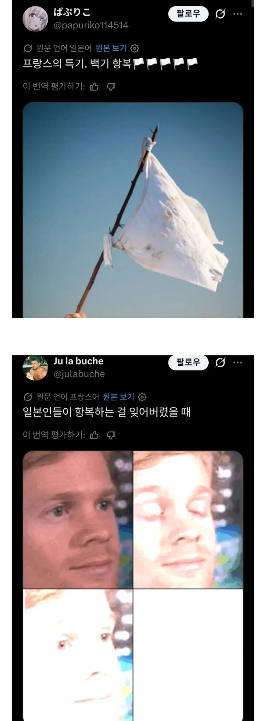 SNS에서 싸우는 프랑스 vs 일본 드립대결