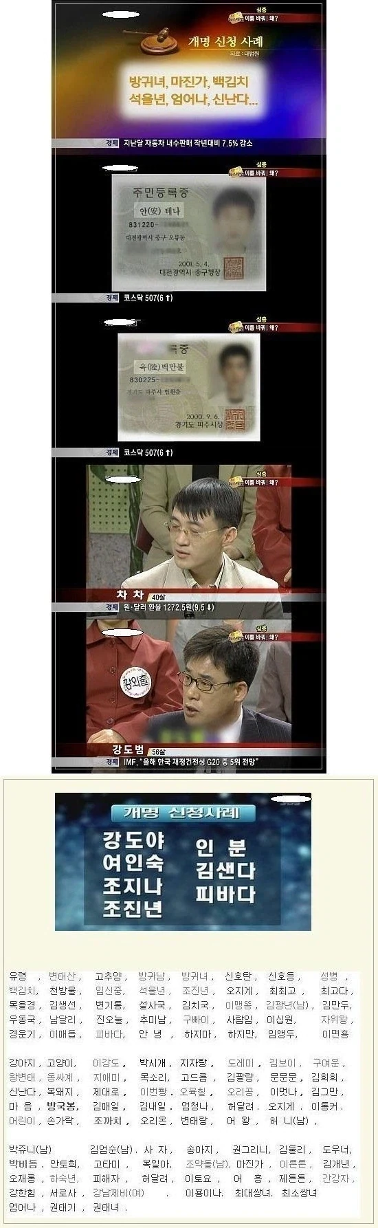 80년대 태어난 사람들의 개명 신청 사례