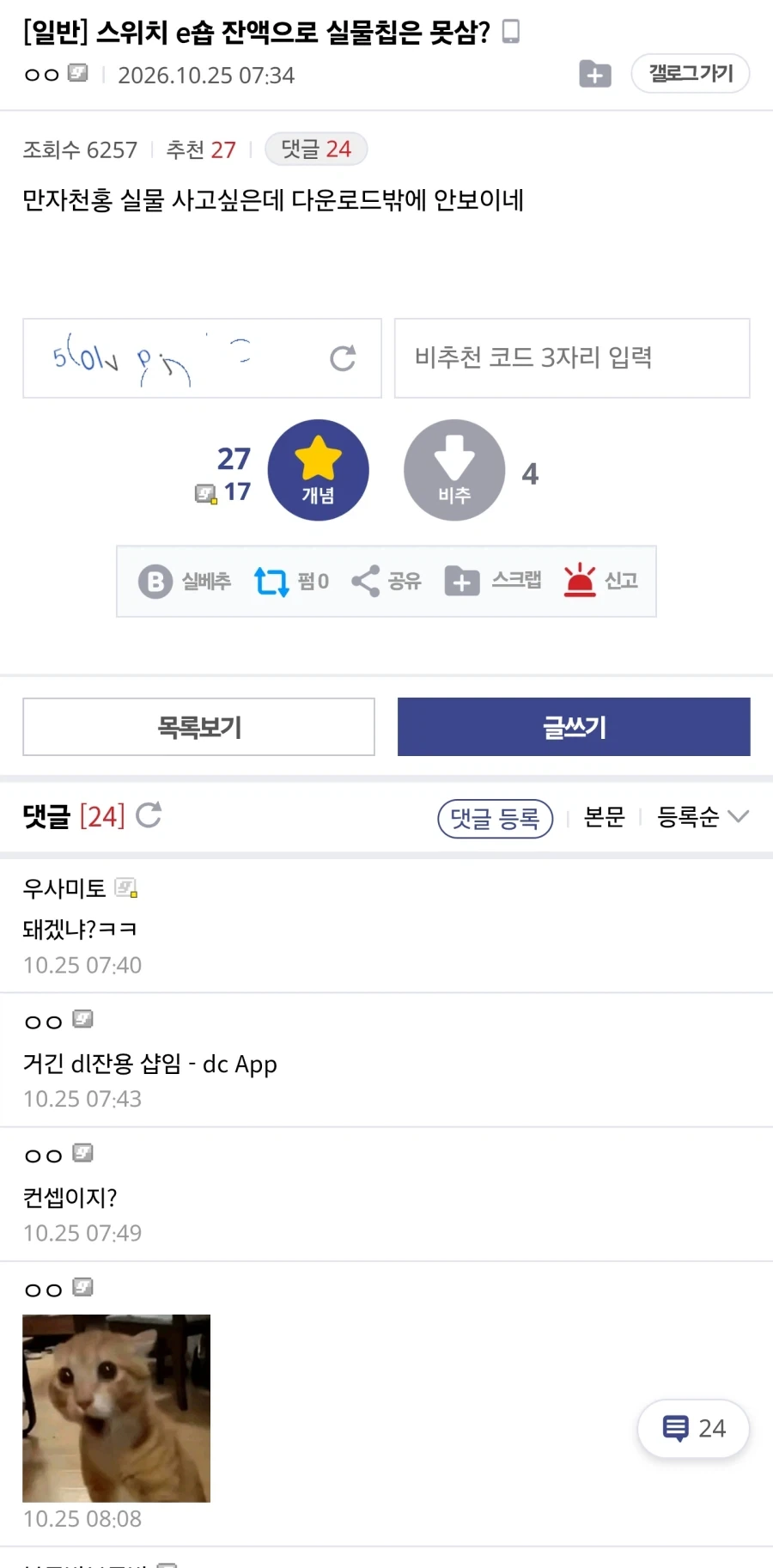 스위치 e숍 잔액으로 실물칩은 못삼?