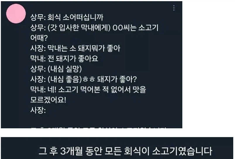 소고기 맛을 모르는 신입