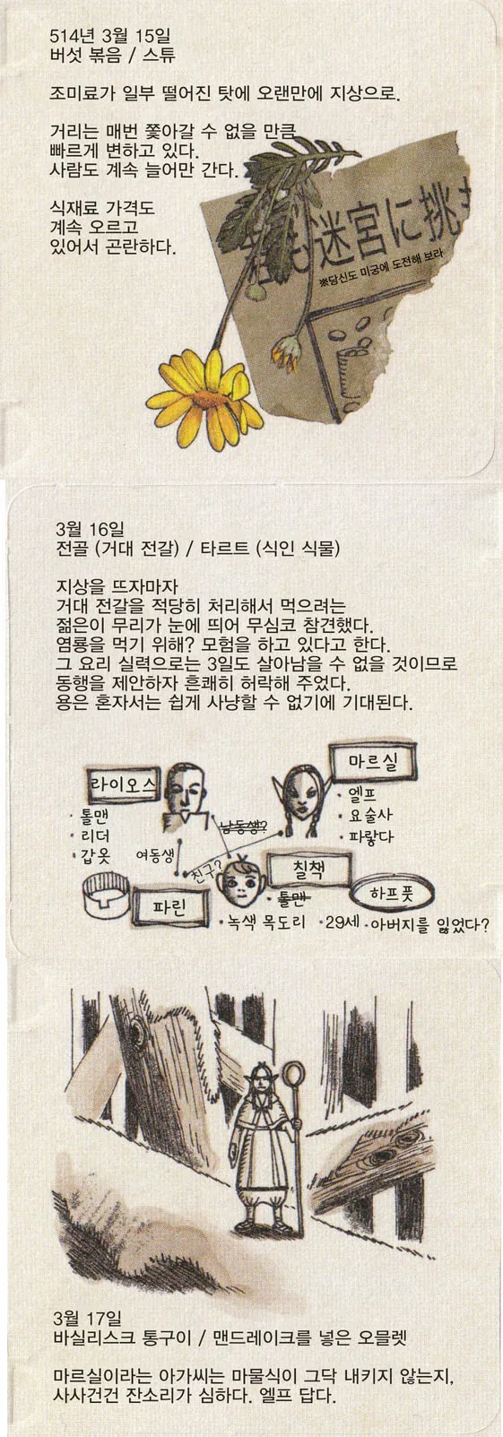던전밥) 샌시(드워프 요리사)의 일기