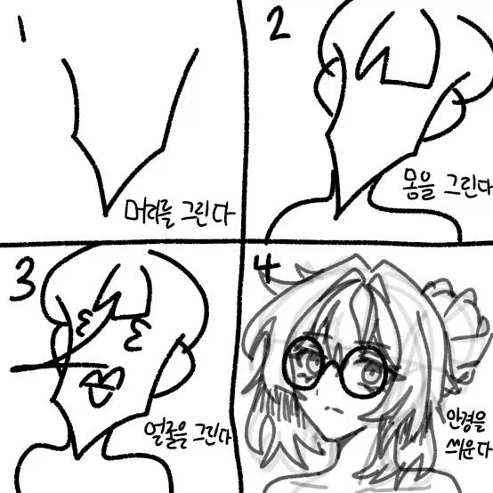안경 미소녀 그리는법